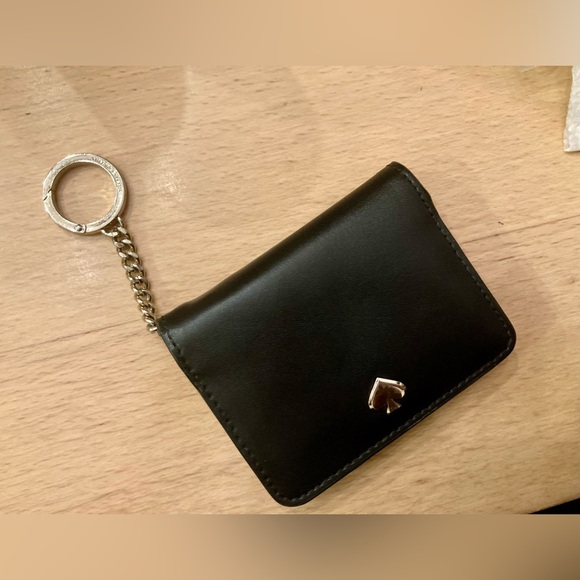 Kate Spade NWOT Nadine Slim Bifold Card Holder Wallet  + Key Ring- Black & Pink - Picture 3 of 9
